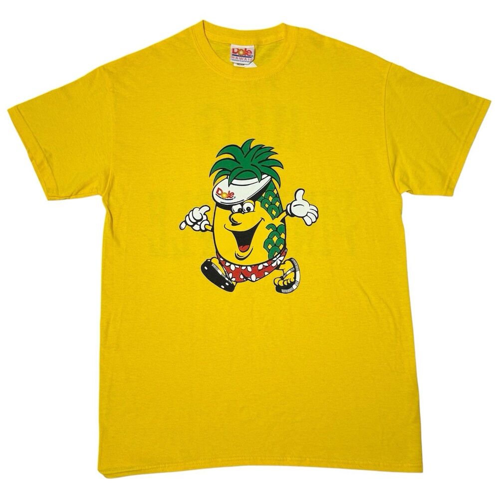 Vintage NWT Dole Hawaii Hug A Pineapple Tee T-Shirt Medium USA Made Yellow